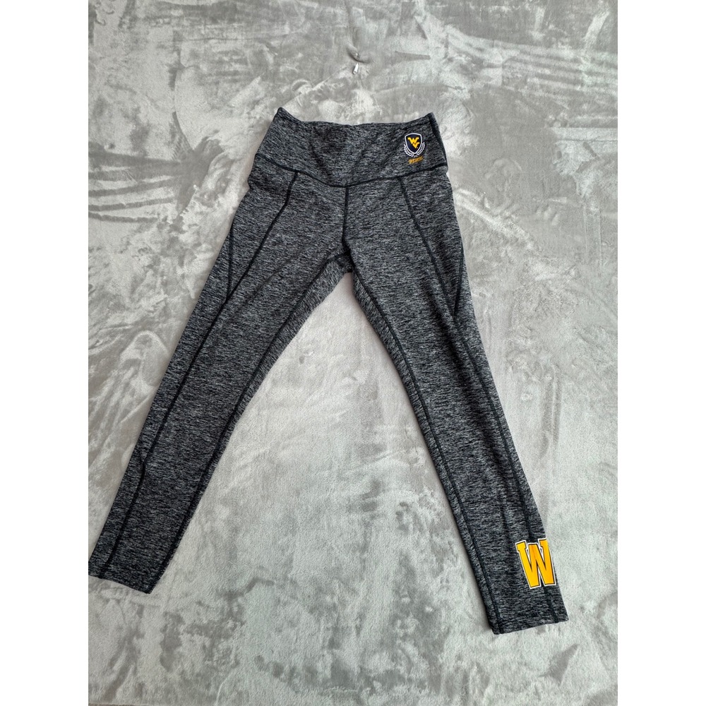 PINK Victoria's Secret WVU West Virginia University Leggings Grey Space Dye L